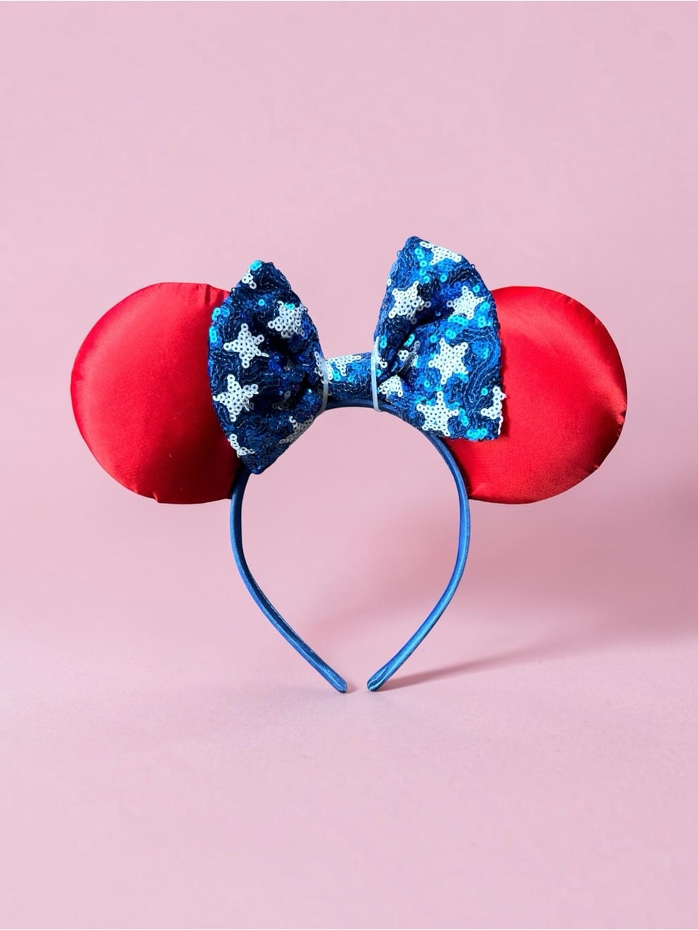 Disney Minnie Mickey Ears Stars Americana July 4th Red White Blue Headband NWT - Picture 2 of 4